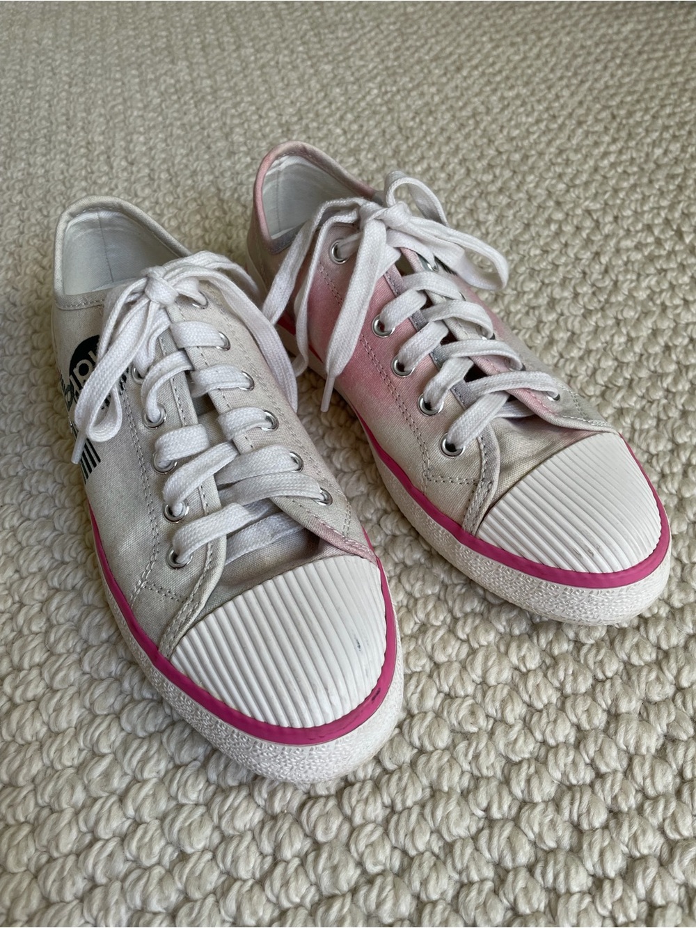 Isabel Marant White Canvas Sneakers with Pink Trim